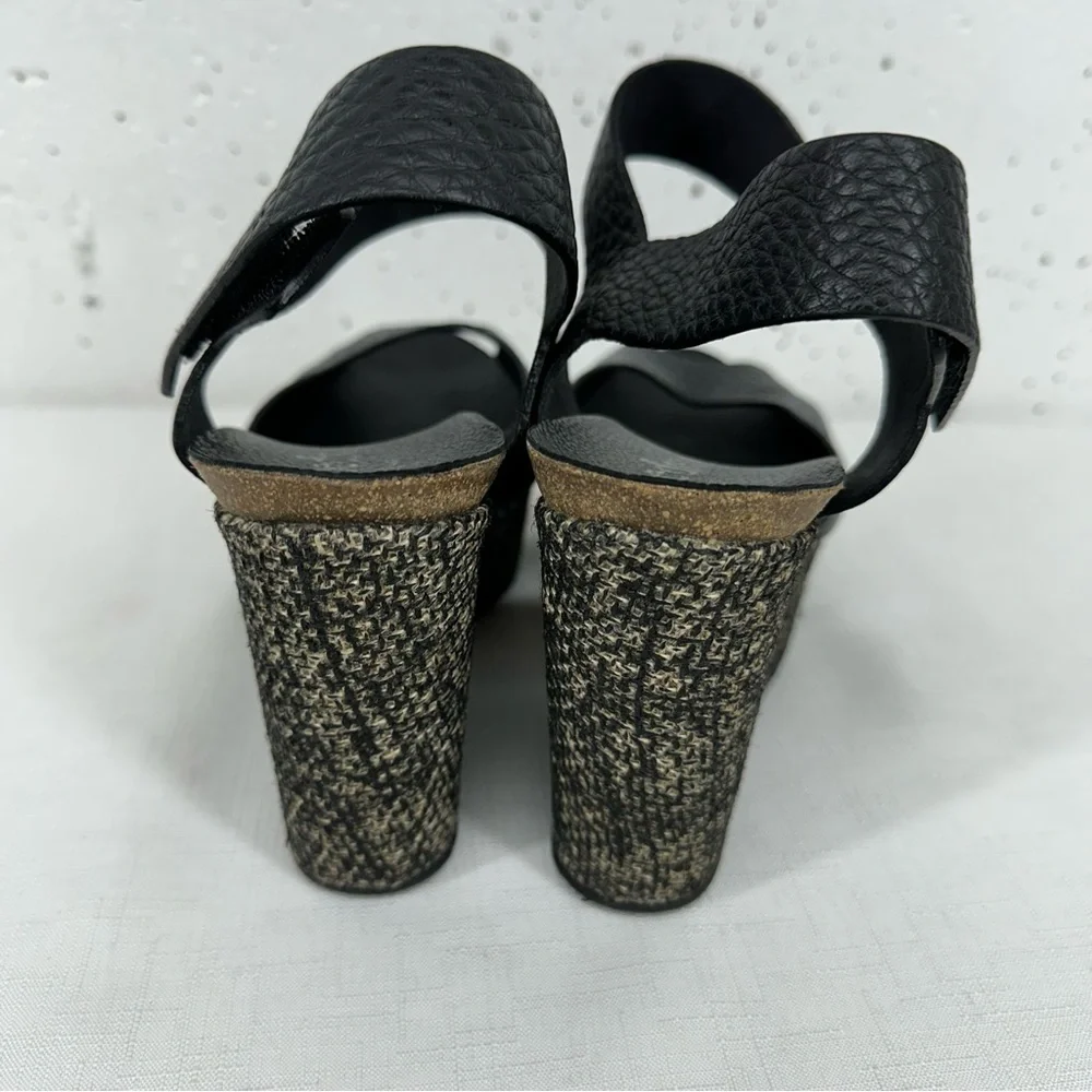 Pedro Garcia Women’s Size 40.5 / 10.5 Fiona Black Leather Platform Wedge Heels